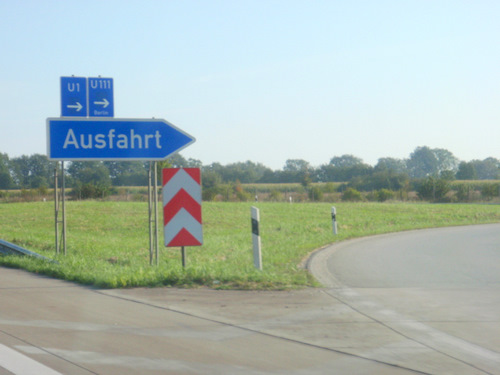 'Ausfahrt' is German for <i>Exit</i>.